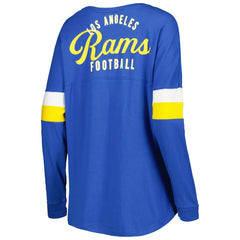 Los Angeles Rams New Era Women's Athletic Varsity Lace-Up Lightweight Long Sleeve T-Shirt - Royal - NFL