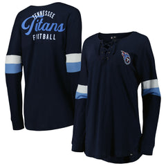 Tennessee Titans New Era Women's Athletic Varsity Lace-Up Lightweight Long Sleeve T-Shirt - Navy - NFL