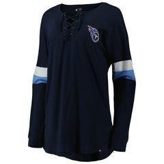 Tennessee Titans New Era Women's Athletic Varsity Lace-Up Lightweight Long Sleeve T-Shirt - Navy - NFL