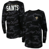 New Orleans Saints New Era Women's Camo Long Sleeve T-Shirt - Black - NFL