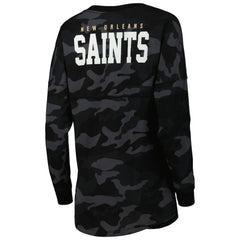 New Orleans Saints New Era Women's Camo Long Sleeve T-Shirt - Black - NFL