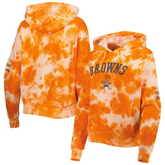 Cleveland Browns New Era Women's Cloud Dye Fleece Pullover Hoodie - Orange - NFL