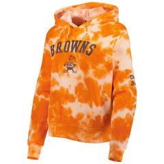 Cleveland Browns New Era Women's Cloud Dye Fleece Pullover Hoodie - Orange - NFL