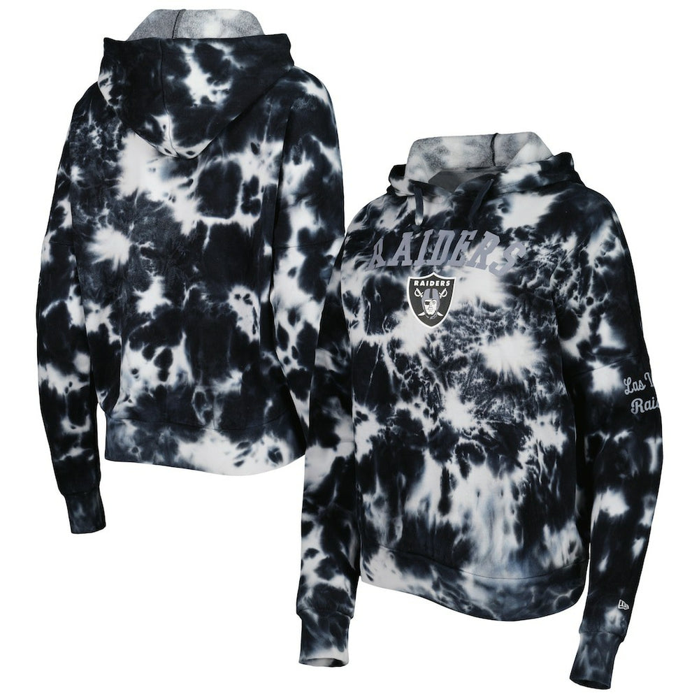 Las Vegas Raiders New Era Women's Cloud Dye Fleece Pullover Hoodie - Black - NFL