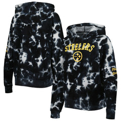 Pittsburgh Steelers New Era Women's Cloud Dye Fleece Pullover Hoodie - Black - NFL