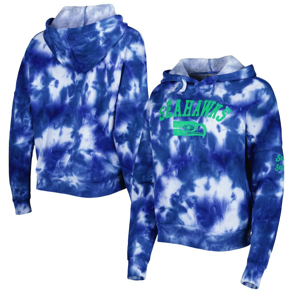 Seattle Seahawks New Era Women's Cloud Dye Fleece Pullover Hoodie - Royal - NFL