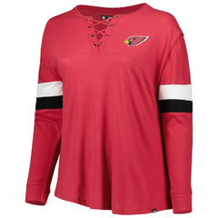 Arizona Cardinals New Era Women's Plus Size Athletic Varsity Lace-Up V-Neck Long Sleeve T-Shirt - Cardinal - NFL