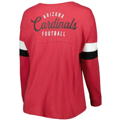 Arizona Cardinals New Era Women's Plus Size Athletic Varsity Lace-Up V-Neck Long Sleeve T-Shirt - Cardinal - NFL