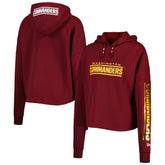 Washington Commanders New Era Women's Foil Sleeve Pullover Hoodie - Burgundy - NFL