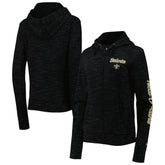 New Orleans Saints New Era Women's Reverse Space-Dye Full-Zip Hoodie - Black - NFL