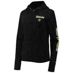 New Orleans Saints New Era Women's Reverse Space-Dye Full-Zip Hoodie - Black - NFL