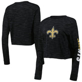New Orleans Saints New Era Women's Crop Long Sleeve T-Shirt - Black - NFL