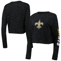 New Orleans Saints New Era Women's Crop Long Sleeve T-Shirt - Black - NFL