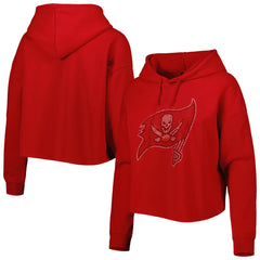 Tampa Bay Buccaneers Cuce Women's Crystal Logo Cropped Pullover Hoodie - Red - NFL