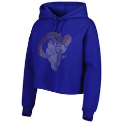 Los Angeles Rams Cuce Women's Crystal Logo Cropped Pullover Hoodie - Royal - NFL