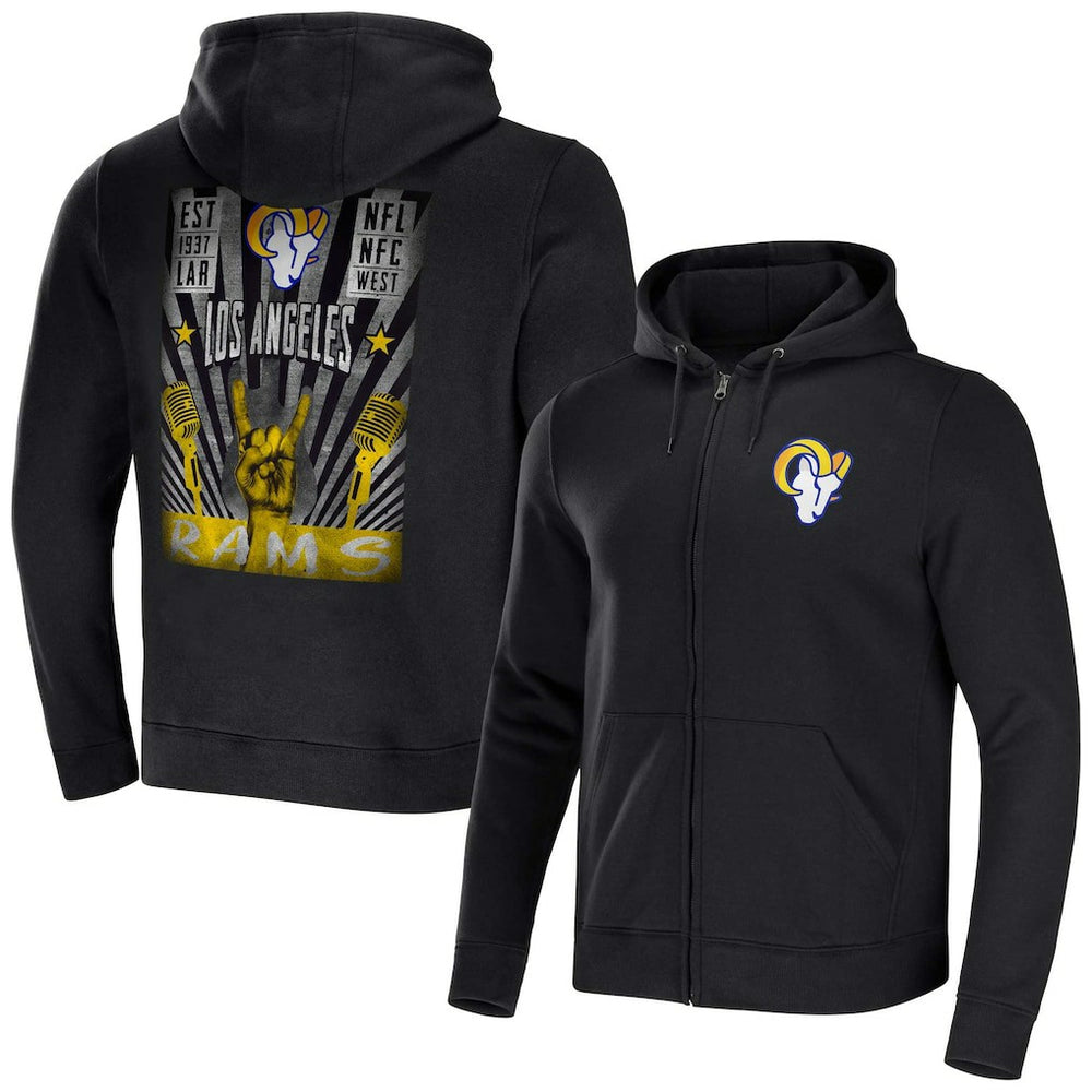 Los Angeles Rams NFL x Darius Rucker Collection Rocker Full-Zip Hoodie - Black - Fanatics