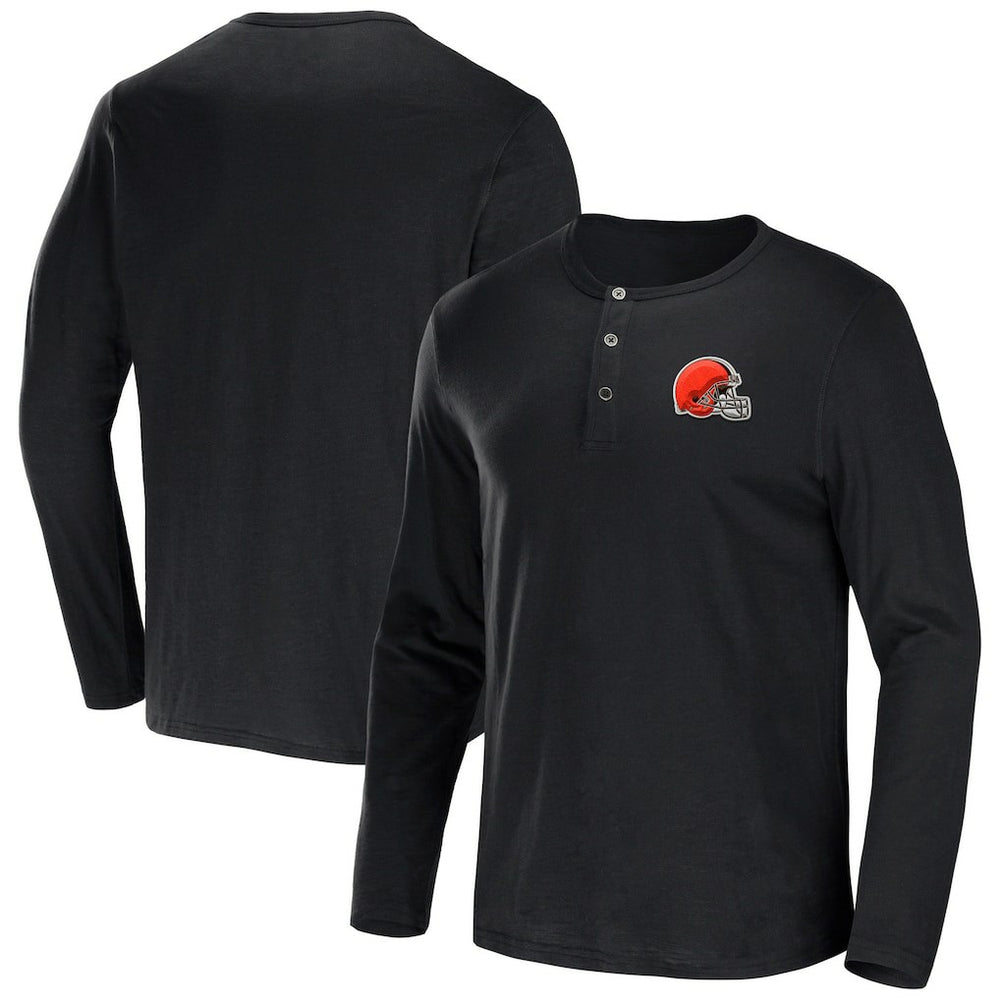 Cleveland Browns NFL x Darius Rucker Collection Slub Jersey Henley Long Sleeve T-Shirt - Black - Fanatics