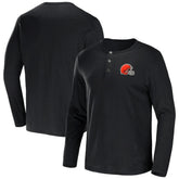 Cleveland Browns NFL x Darius Rucker Collection Slub Jersey Henley Long Sleeve T-Shirt - Black - Fanatics