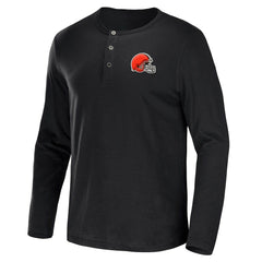 Cleveland Browns NFL x Darius Rucker Collection Slub Jersey Henley Long Sleeve T-Shirt - Black - Fanatics