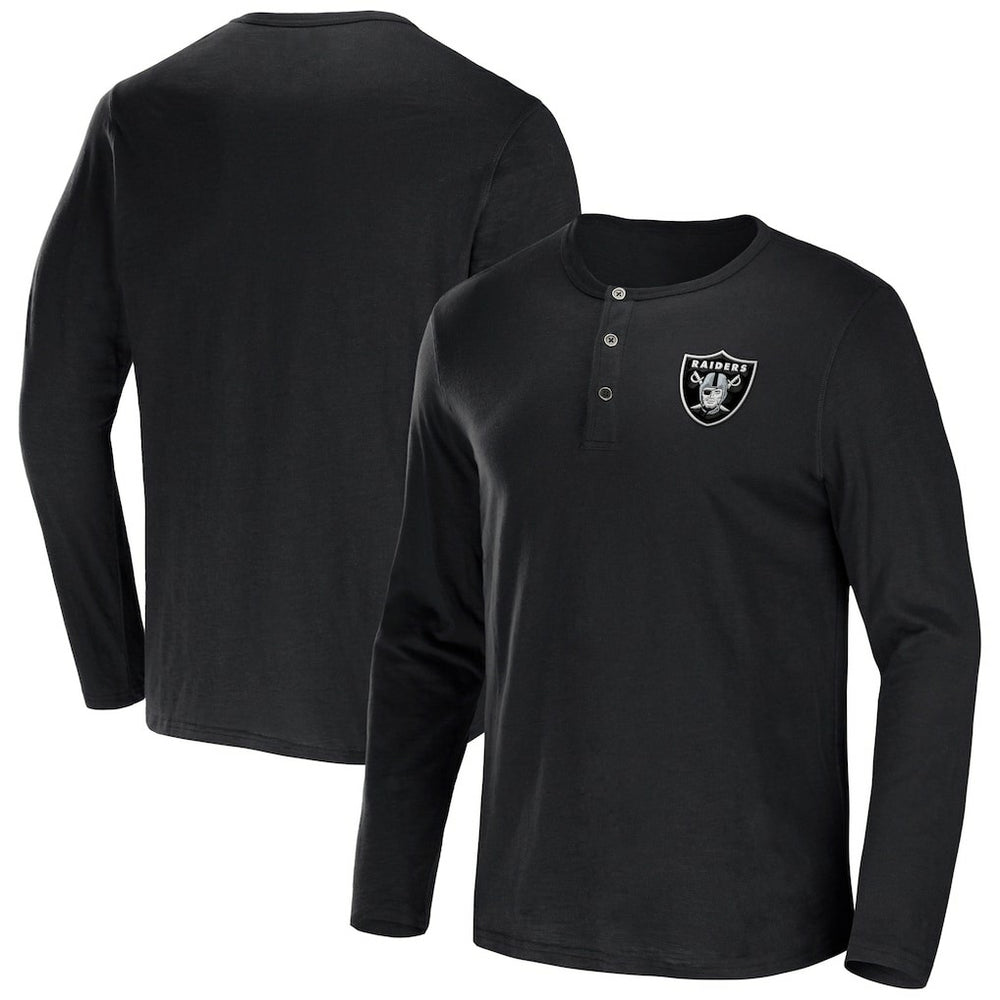 Las Vegas Raiders NFL x Darius Rucker Collection Slub Jersey Henley Long Sleeve T-Shirt - Black - Fanatics