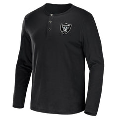 Las Vegas Raiders NFL x Darius Rucker Collection Slub Jersey Henley Long Sleeve T-Shirt - Black - Fanatics