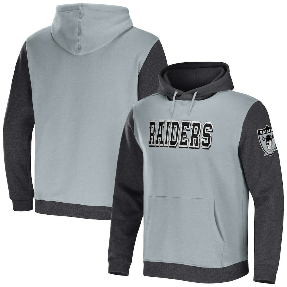 Las Vegas Raiders NFL x Darius Rucker Collection Colorblock Pullover Hoodie - Gray/Charcoal - Fanatics