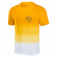 Los Angeles Rams NFL x Darius Rucker Collection Dip Dye Pocket T-Shirt - Gold/White - Fanatics