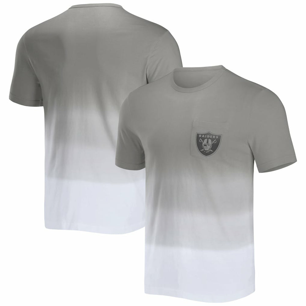 Las Vegas Raiders NFL x Darius Rucker Collection Dip Dye Pocket T-Shirt - Silver/White - Fanatics