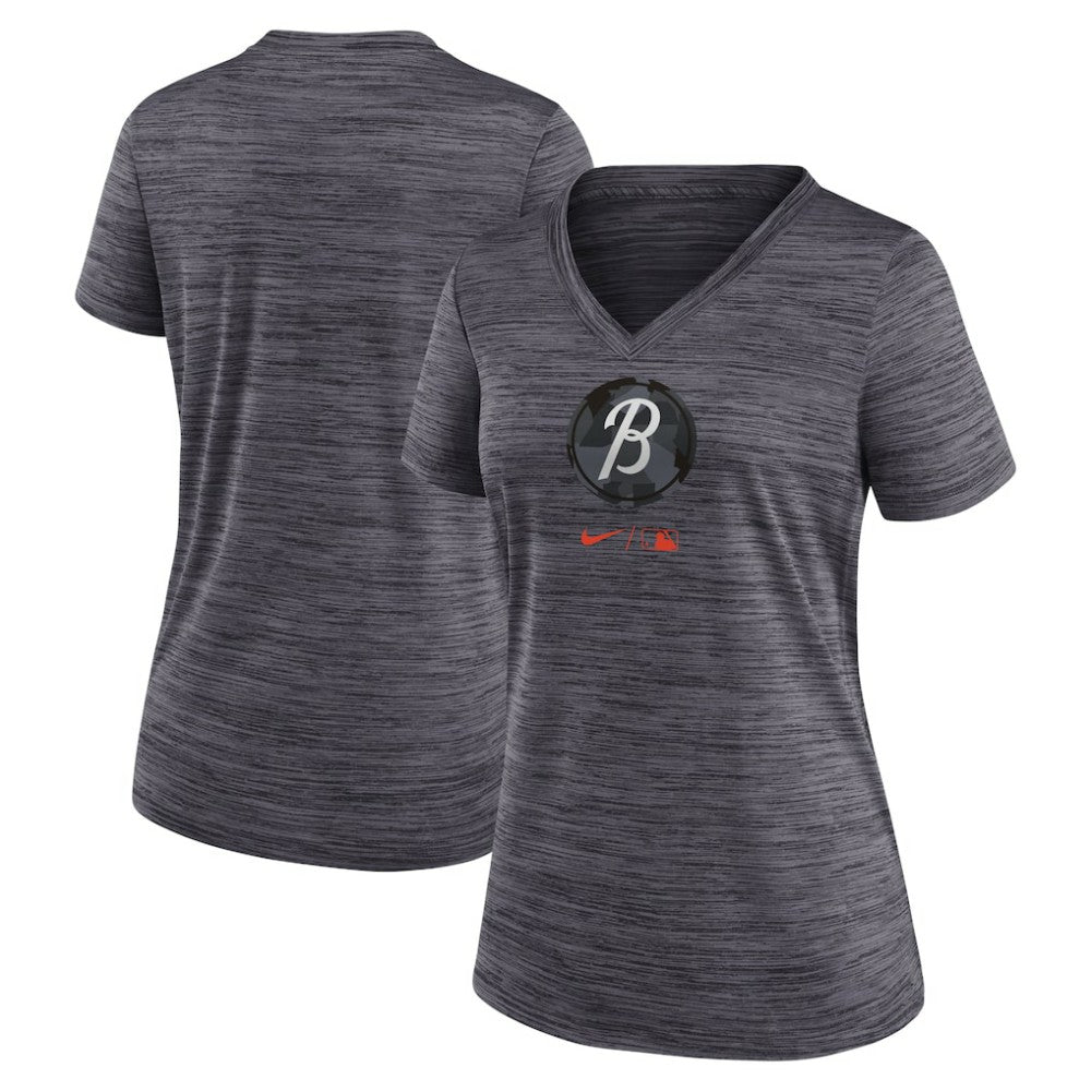 Baltimore Orioles Nike Women's City Connect Velocity Practice Performance V-Neck T-Shirt Outlet