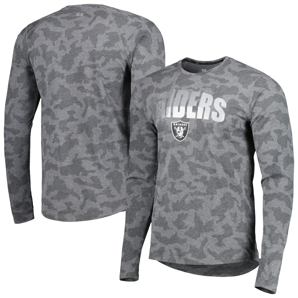 Las Vegas Raiders MSX by Michael Strahan Performance Camo Long Sleeve T-Shirt - Black - NFL