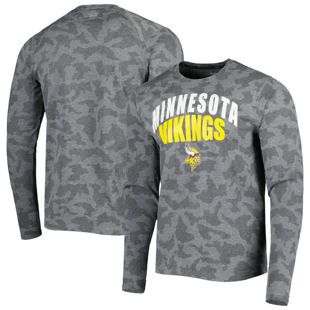 Minnesota Vikings MSX by Michael Strahan Performance Camo Long Sleeve T-Shirt - Black - NFL