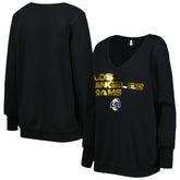 Los Angeles Rams Cuce Women's Sequin Logo V-Neck Pullover Sweatshirt - Black - NFL
