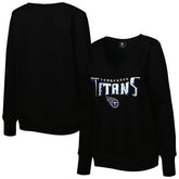 Tennessee Titans Cuce Women's Sequin Logo V-Neck Pullover Sweatshirt - Black - NFL