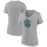 Seattle Kraken Fanatics Women's Primary Logo Team V-Neck T-Shirt - Heathered Gray | Fanatics on sale