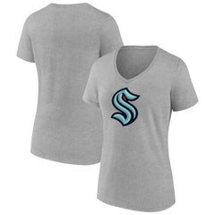 Seattle Kraken Fanatics Women's Primary Logo Team V-Neck T-Shirt - Heathered Gray | Fanatics on sale