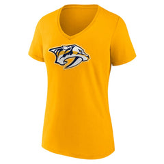 Nashville Predators Fanatics Women's Primary Logo Team V-Neck T-Shirt - Gold | Fanatics on sale