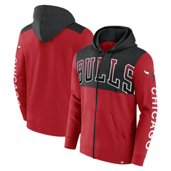 Fanatics Chicago Bulls Skyhook Colorblock Full-Zip Hoodie Red/Black