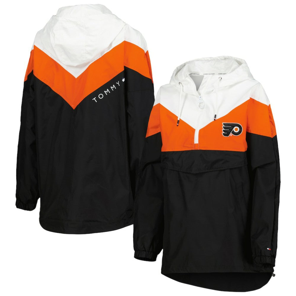 Philadelphia Flyers Tommy Hilfiger Women's Staci Half-Zip Windbreaker Jacket - Orange/Black | NHL discount