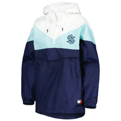 Seattle Kraken Tommy Hilfiger Women's Staci Half-Zip Windbreaker Jacket - Blue/Deep Sea Blue | NHL Clearance