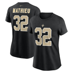 Tyrann Mathieu New Orleans Saints Women's Player Name & Number T-Shirt - Black - Nike