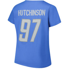 Aidan Hutchinson Detroit Lions Women's Plus Size Fair Catch Name & Number Scoop Neck T-Shirt - Blue - NFL