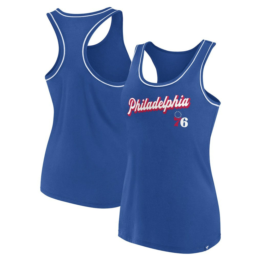 Fanatics Philadelphia 76ers Women's Wordmark Logo Racerback Tank Top Royal