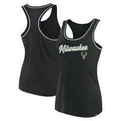 Fanatics Milwaukee Bucks Women's Wordmark Logo Racerback Tank Top Black