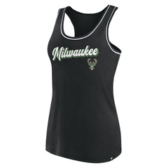 Fanatics Milwaukee Bucks Women's Wordmark Logo Racerback Tank Top Black