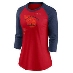 Cleveland Guardians Nike Women's Next Up Tri-Blend Raglan 3/4-Sleeve T-Shirt Outlet