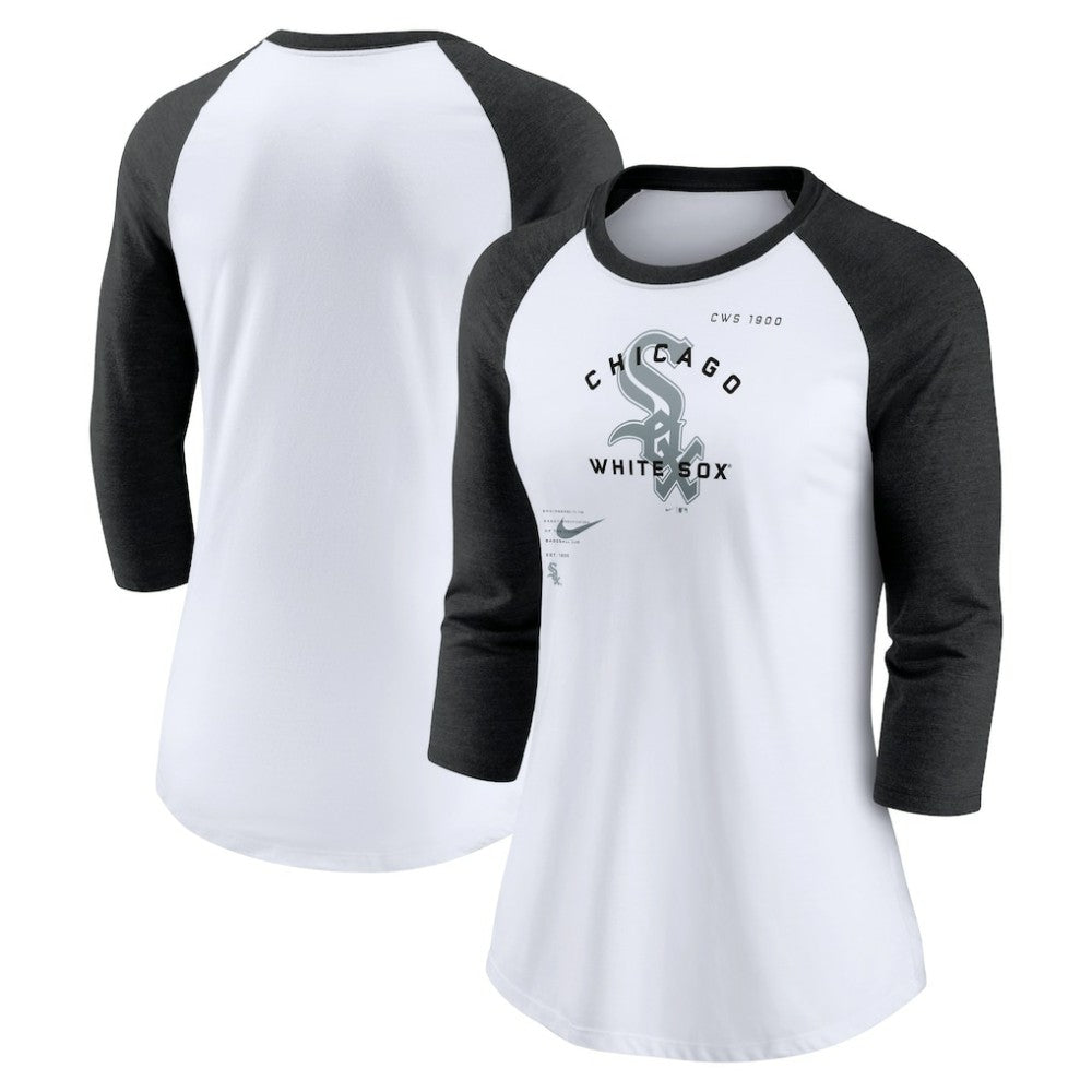 Chicago White Sox Nike Women's Next Up Tri-Blend Raglan 3/4-Sleeve T-Shirt Sale