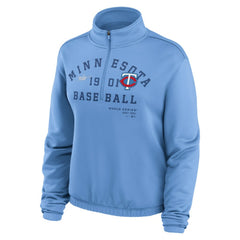 Minnesota Twins Nike Women's Rewind Splice Half-Zip Semi-Cropped Bubble Hem Sweatshirt Online