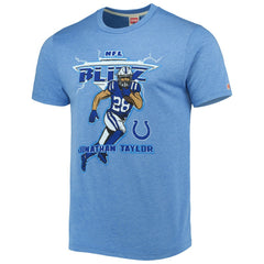 Jonathan Taylor Indianapolis Colts Homage Unisex NFL Blitz Player Tri-Blend T-Shirt - Heathered Heather Royal - NFL