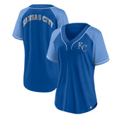 Kansas City Royals Fanatics Women's Ultimate Style Raglan V-Neck T-Shirt Discount