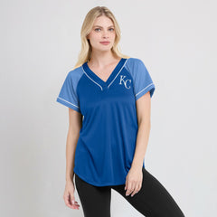 Kansas City Royals Fanatics Women's Ultimate Style Raglan V-Neck T-Shirt Discount